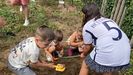 Alumnos del colegio, realizando trabajos en el huerto escolar