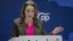 La secretaria general del PP; Cuca Gamarra, este viernes en Oviedo