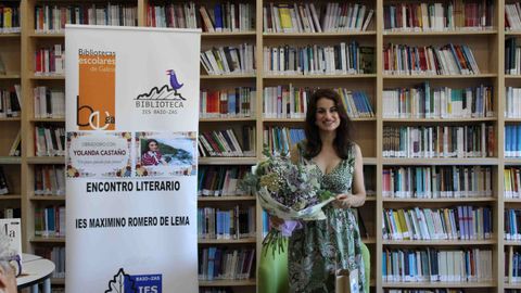 Yolanda Casta�o, durante a s�a visita ao IES bai�s