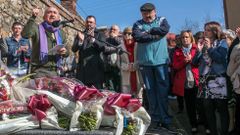 Pepe lvarez, Adrin Barbn y, a la derecha, Adriana Lastra, en el homenaje a Manuel Llaneza en Mieres