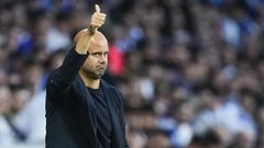 El entrenador del Sporting, Miguel �ngel Ram�rez, durante partido de vuelta de la primera eliminatoria de ascenso a Primera Divisi�n ante el Espanyol,,