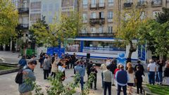 El tr�iler, en la plaza Bispo Ces�reo