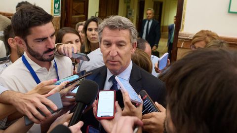 Alberto Núñez Feijoo en los pasillos del Congreso.