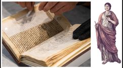 T�cnicos do Gai�s preparan o manuscrito chegado dende a Biblioteca de Arezzo para a s�a exhibici�n na mostra �Galicia, un relato no mundo�. � dereita, recreaci�n da autora do relato, Exeria