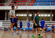 La plantilla azul, en un entrenamiento en el Municipal.
