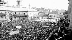 Adolfo Su�rez, en una visita a Santiago en 1976