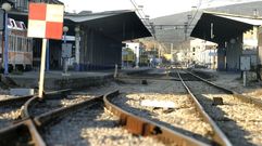 Cambio de v�as en la estaci�n de ferrocarril de Monforte