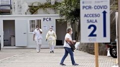 El punto covid del Hospital Provincial de Pontevedra, donde se hacen pruebas PCR