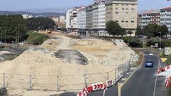 Aspecto actual de las obras en As P�as, con el ramal abierto hacia la carretera de la Trinchera.