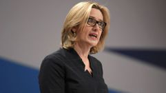 La ministra de Interior, Amber Rudd, durante su intervenci�n en el congreso anual del Partido Conservador.