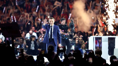 Macron en el primer y �nico mitin que ofrecer� en la campa�a