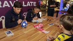 Los jugadores Ricardo Rodr�guez y Olaya Rodr�guez, ayer en Marineda