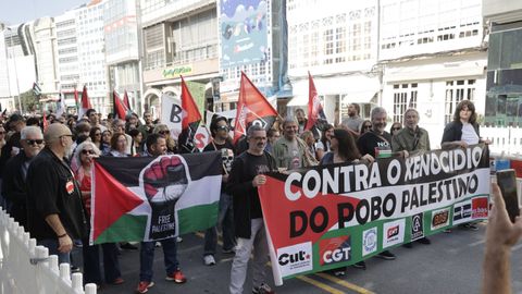 Manifestación de apoyo a Palestina en A Coruña.
