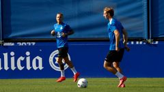 Angeli�o y Teun Gijselhart, durante el entrenamiento de este martes.