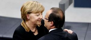 Merkel y Hollande prometieron llevar propuestas para una mayor integraci�n europea a la cumbre de la UE en mayo.