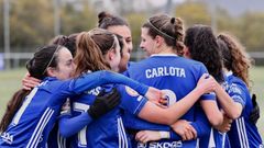 Las futbolistas del Real Oviedo Femenino celebran un gol
