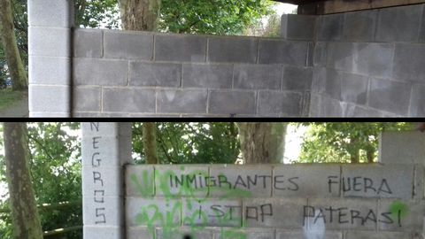 El ayuntamiento limpia las pintadas racistas de la pista Finlandesa
