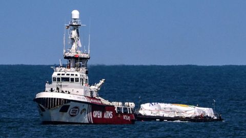 El primer barco que Open Arms envi a la Franja abandona las costas de Gaza, el 15 de marzo.