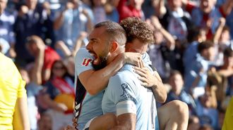 Borja Iglesias, celebrando uno de sus siete goles saliendo desde el banquill con el Celta en la temporada 2025/2026.