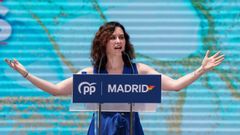 Daz Ayuso este domingo en un acto celebrado por el PP en Madrid.