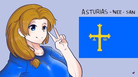 Asturias-nee-san, el personaje que la cuenta de twitter @EspanaManga ha creado para conmemorar el D�a de Asturias