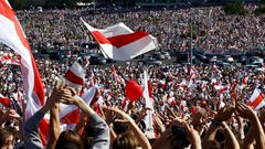 Multitudinaria manifestaci�n celebrada este domingo en Minsk contra el presidente Alexander Lukashenko