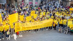 Protesta de trabajadoras de escuelas infantiles en Arousa el pasado mes de mayo