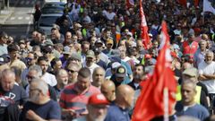 La protesta del sector del metal recorriendo las calles de A Coru�a este mi�rcoles