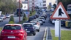 Colas esta tarde en la salida de Ferrol en direcci�n Fene