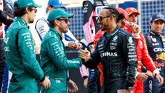 Fernando Alonso.Fernando Alonso saludo a Lewis Hamilton en su etapa como piloto de Mercedes