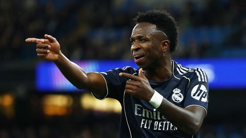 Vinicius, celebra su segundo gol ante el Manchester City.