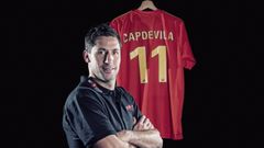 Joan Capdevila.Joan Capdevila con la camiseta de Espaa