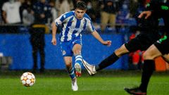 David Mella, en un partido de la Youth League en Riazor