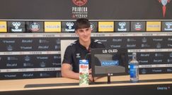 El jugador del Celta Fortuna�Pablo Gavi�n, en la rueda de prensa posterior al triunfo frente al Bilbao Athletic.