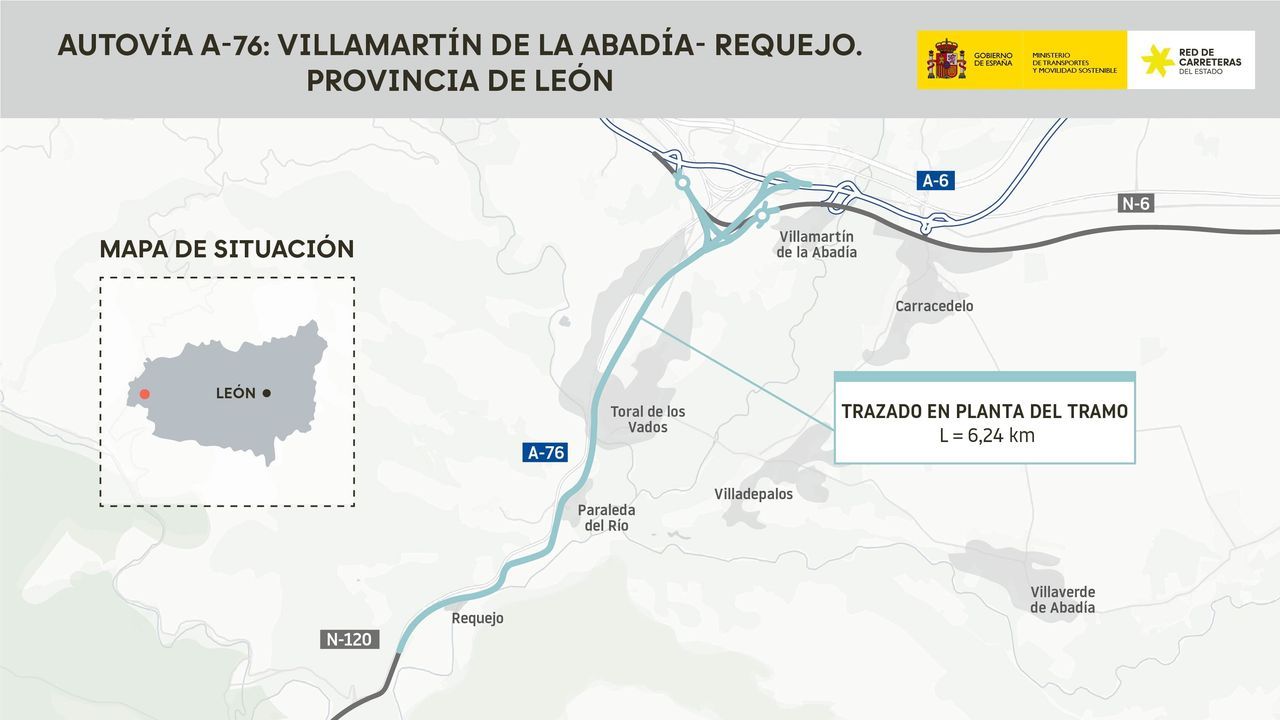 Transportes aprueba el proyecto del primer tramo de la autovía A-76, 6 kilómetros en El Bierzo
