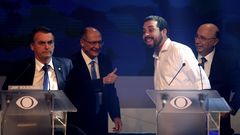 Bolsonaro, Alckmin, Boulos y Meirelles, durante el debate electoral en Sao Paulo