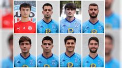 Los ocho canteranos que participaron en el triunfo contra el Monta�eros. Arriba aparecen, de izquierda a derecha, Mateo De�n, Juan, Rolle y Arturo, y abajo, Xoel Eijo, Huguito, Xoel Rodr�guez y Carlos Teixeira.