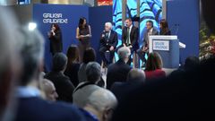 Un momento del acto de presentaci�n de la candidatura de la Ribeira Sacra a Patrimonio de la Humanidad celebrado en el pabell�n institucional de la Xunta en la feria Fitur de Madrid