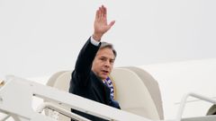 El secretario de Estado de EE.UU., Antony Blinken, a su partida de Washington