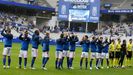 Real Oviedo Carlos Tartiere Lugo Horizontal.Los futbolistas del Real Oviedo saludan antes de enfrentarse al Lugo en el Tartiere