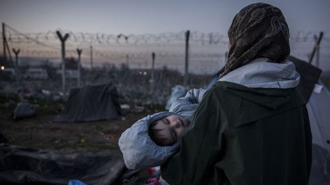 Refugiados en el campo de Idomeni