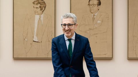 El ministro de Hacienda, Arcadi Espa�a, tras comparecer este jueves ante la Comisi�n de Hacienda y Funci�n P�blica, en el Congreso de los Diputados.