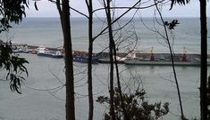 Tres mercantes fondeados en el puerto de Cari�o a principios del mes de noviembre.