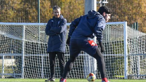 Rubén Domínguez durante el entrenamiento de este viernes