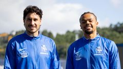 Jos� Mar�a Gim�nez y Lucas Noubi, este jueves en el D�por Training Center.