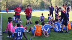 Los juveniles del Dépor tras el encuentro en Abegondo ante el Oviedo