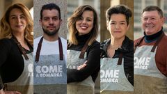 De esquerda a dereita, Mar�a Jos�, Ra�l, Celia, Ofelia e Alcalde