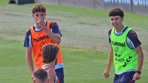 Los canteranos Hugo Burcio y Andr�s Anta��n, en un entrenamiento.