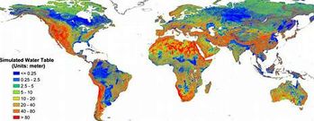 El mapa mundial de la profundidad de las aguas subterr�neas muestra en azul las zonas del planeta con acu�feros m�s someros.