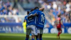 Obeng y Sangalli celebran el 1-0 ante el Mirands